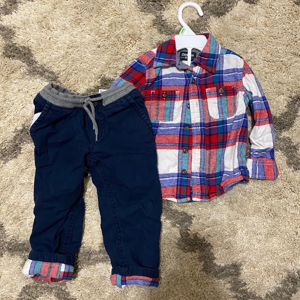 2t Oshkosh Plaid Plaid Shirt and Matching Pants